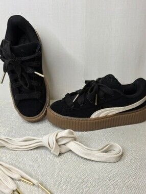 PUMA x Fenty Rihanna Suede Creeper Black/Oatmeal Gum Sole - Size 7
